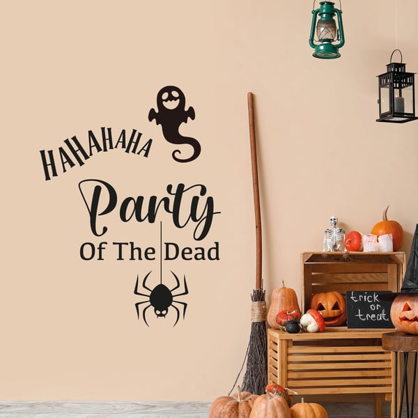 Party Of The Dead Halloween Sticker Spooky Spider Self-Adhesive Wall Decal Decor