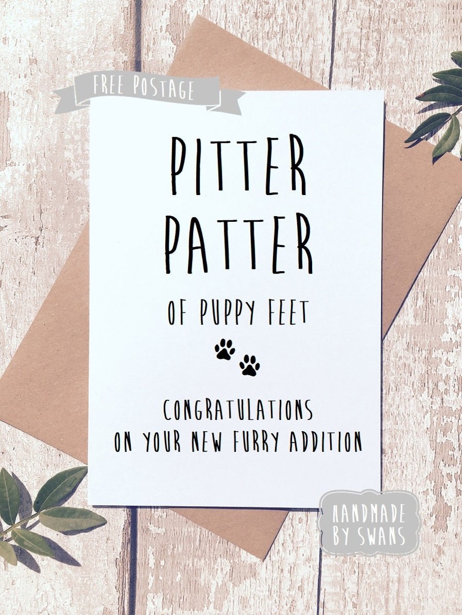 New puppy card, congratulations on your new puppy, new dog card, adopted dog