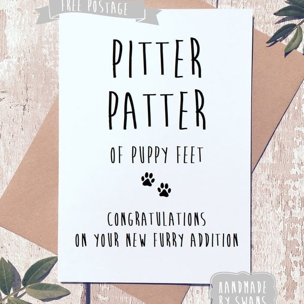 New puppy card, congratulations on your new puppy, new dog card, adopted dog