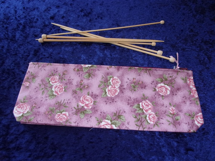 Floral Knitting Needle Case - Needles not included