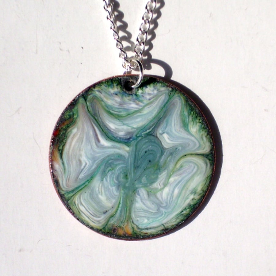 grey-green scrolled over white - pendant