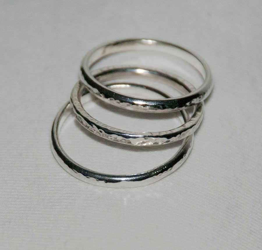 Textured Eco Silver Stacker ring