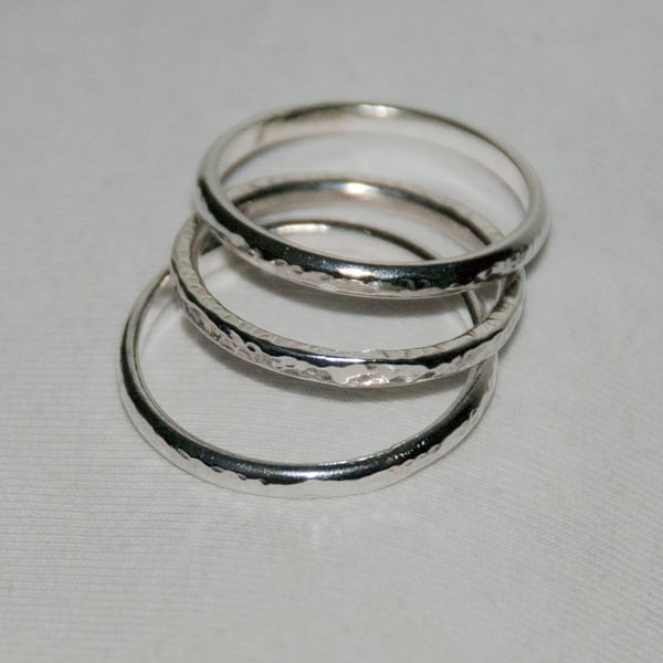 Textured Eco Silver Stacker ring