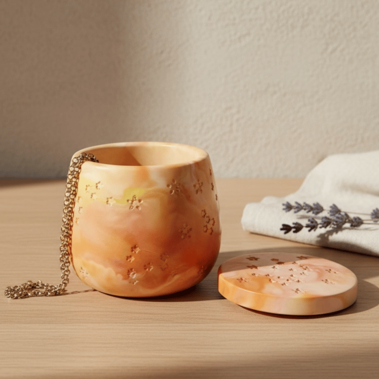 Sunrise Orange Marbled Star Adorned Jewellery Box 