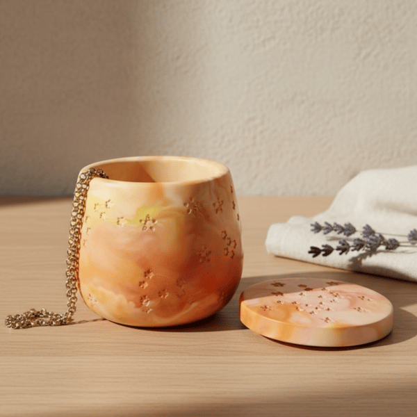 Sunrise Orange Marbled Star Adorned Jewellery Box 