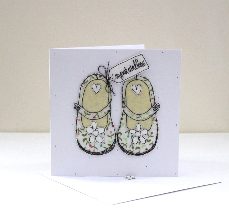 'Congratulations' - Handmade New Baby Card