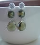 DARK OLIVE AND SILVER, ROSE EARRINGS.  664 - Image 2