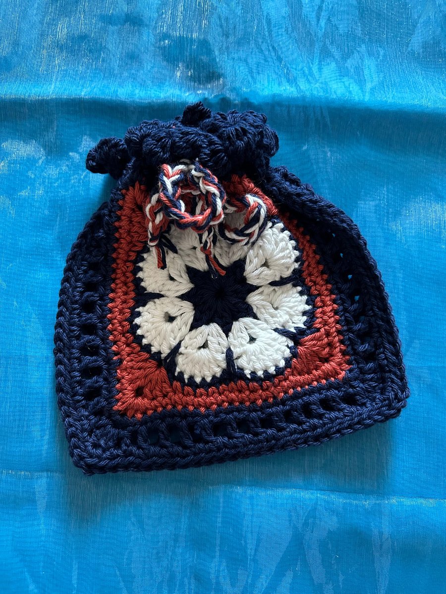 Crocheted African Flower Gift Pouch Folksy