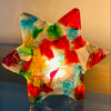 Fused glass cast star candle holder