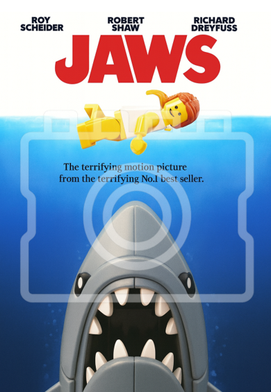 LEGO-Inspired JAWS Poster Print  - A4 Unframed Wall Art