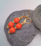 Orange and Gold Bead Earrings, Gift for Her, Orange Earrings, Beaded Earrings  - Image 6