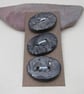 3 Medium Oval Dark Metallic Brocade Pattern Ceramic Buttons - Image 1
