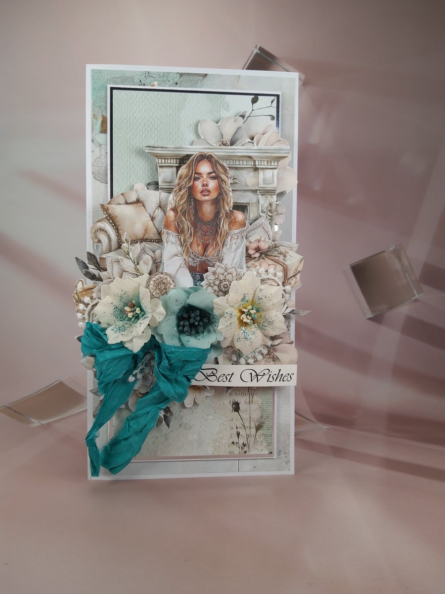 Best Wishes - Handmade Layered Card (J)