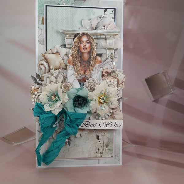 Best Wishes - Handmade Layered Card (J)