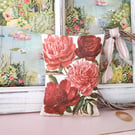 Handmade Peony Print Botanical Decor, Cottagecore Floral Sachet Pillow