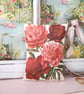 Handmade Peony Print Botanical Decor, Cottagecore Floral Sachet Pillow