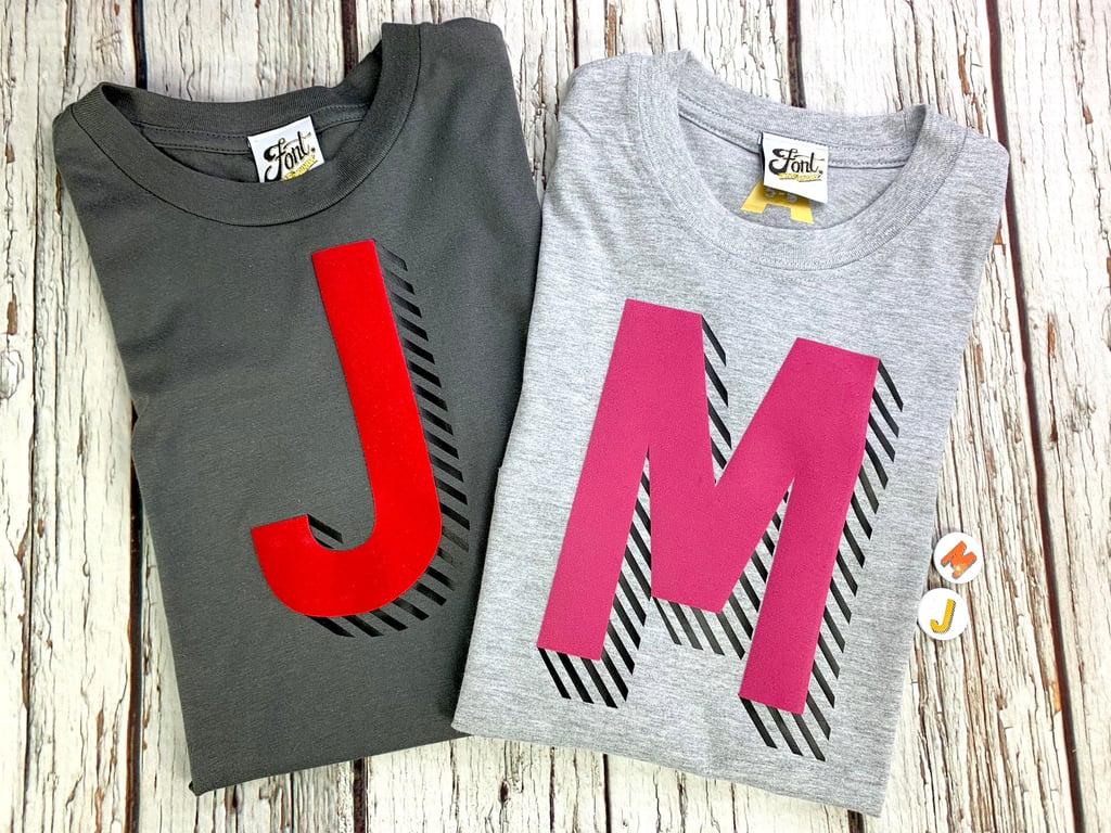 Kids bright letter T-Shirt. Personalise clothing with your Child's Initial