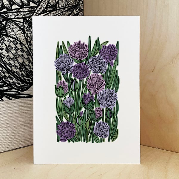 Chive Flowers Wall Art Print - A4