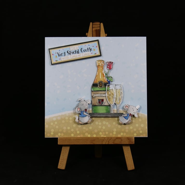 'Champagne with Love' Anniversary greeting card