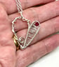 Silver Filled Heart Pendant with Red Crystal Bead - Image 4