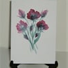 original watercolour hand painted floral greetings card ( ref F 680)