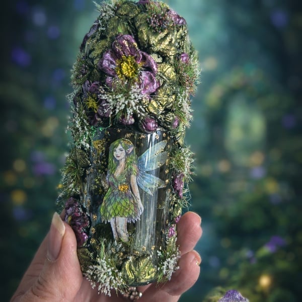 Fairy Diorama in small glass sealed Jars OOAK Handcrafted