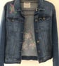 Upcycled Vintage Denim Jacket with Flower Embroidery Size 12