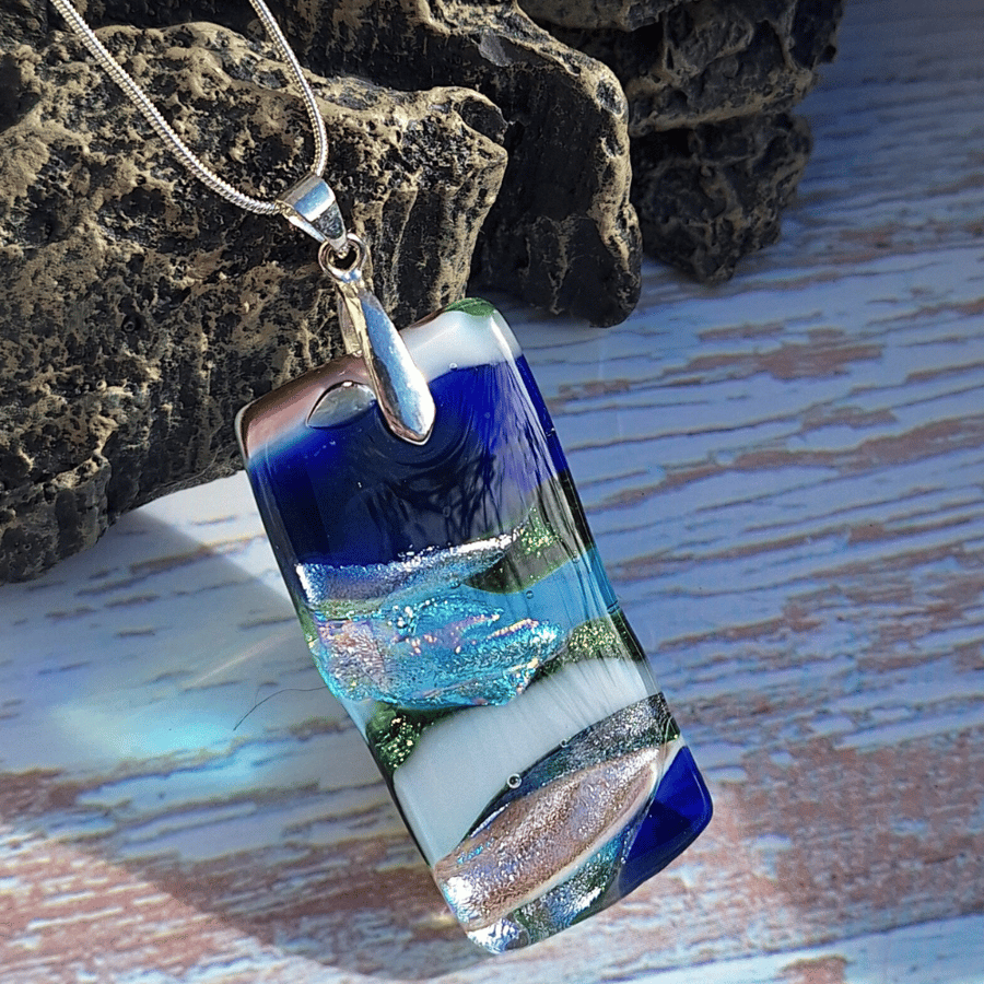 Dichroic Glass Pendant. Colourful Jewellery, ideal Gift For Her.