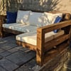 Rustic-Industrial Solid Wood Garden Sofa