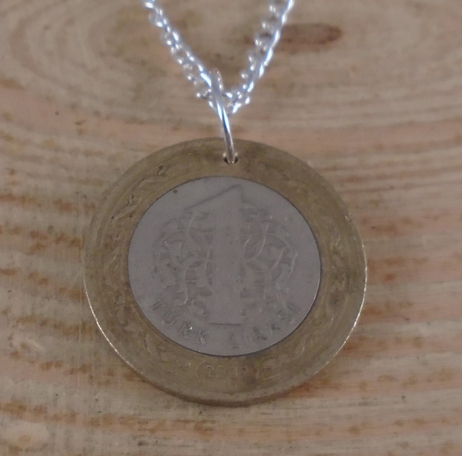 Upcycled Turkish Lira Necklace SPN091905