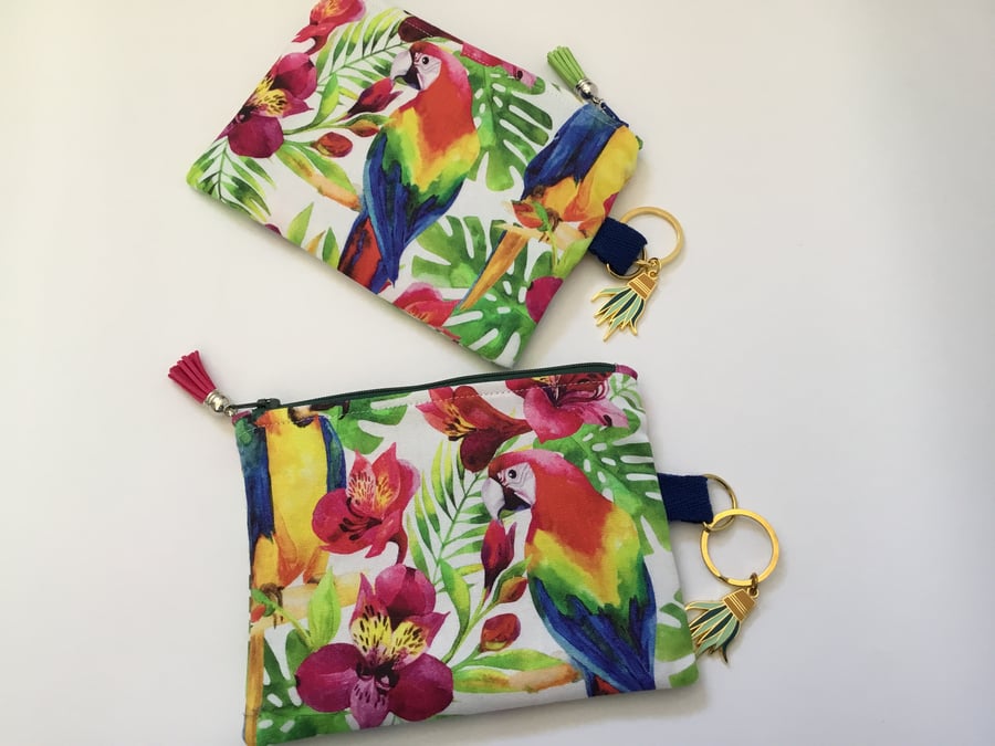 Tropical Make Up Bag With Quilted Lining