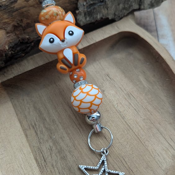 Fox themed bag charm , fox lover keyring, gift for her. 