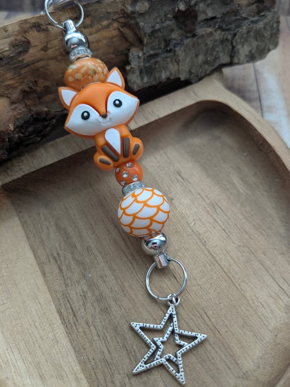 Fox themed bag charm , fox lover keyring, gift for her. 