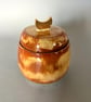 Handmade Ceramic Trinket Jar: Honey Glazed Lidded Jewelry Box with Gold Moon