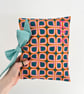Personalised Retro Book Sleeve, Pink, Orange & Turquoise Cotton Book Lovers Gift