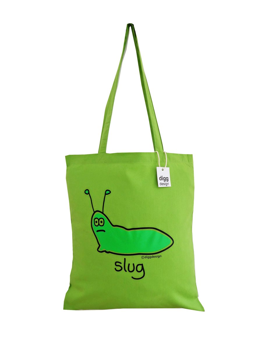 Digg Design SLUG cotton Tote Bag. Lime Green