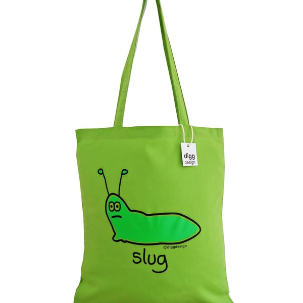 Digg Design SLUG cotton Tote Bag. Lime Green