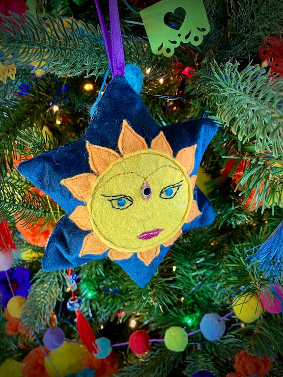 Velvet Sun & Moon Star Decoration