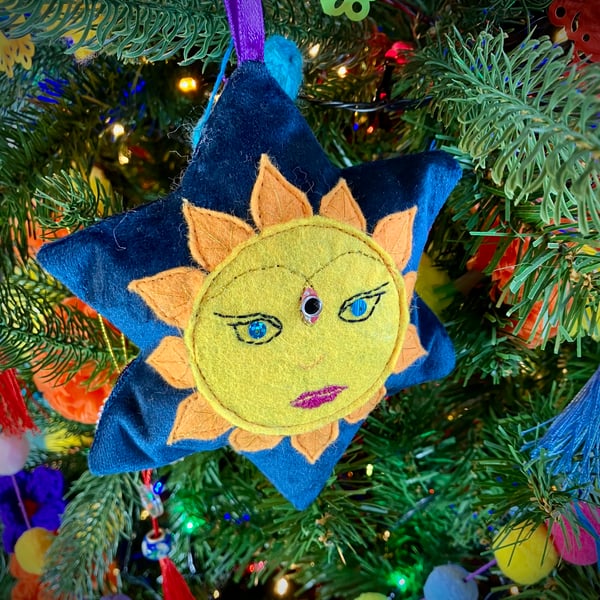 Velvet Sun & Moon Star Decoration