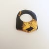 Wabi Sabi Black and Gold chunky distressed statement ring size P