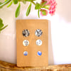 Multicoloured recycled plastic stud earrings - set of 3 pairs - winter floral