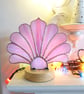 Rose Pink Stained Glass Fan Lamp - Fully wired on Wooden base - Image 2