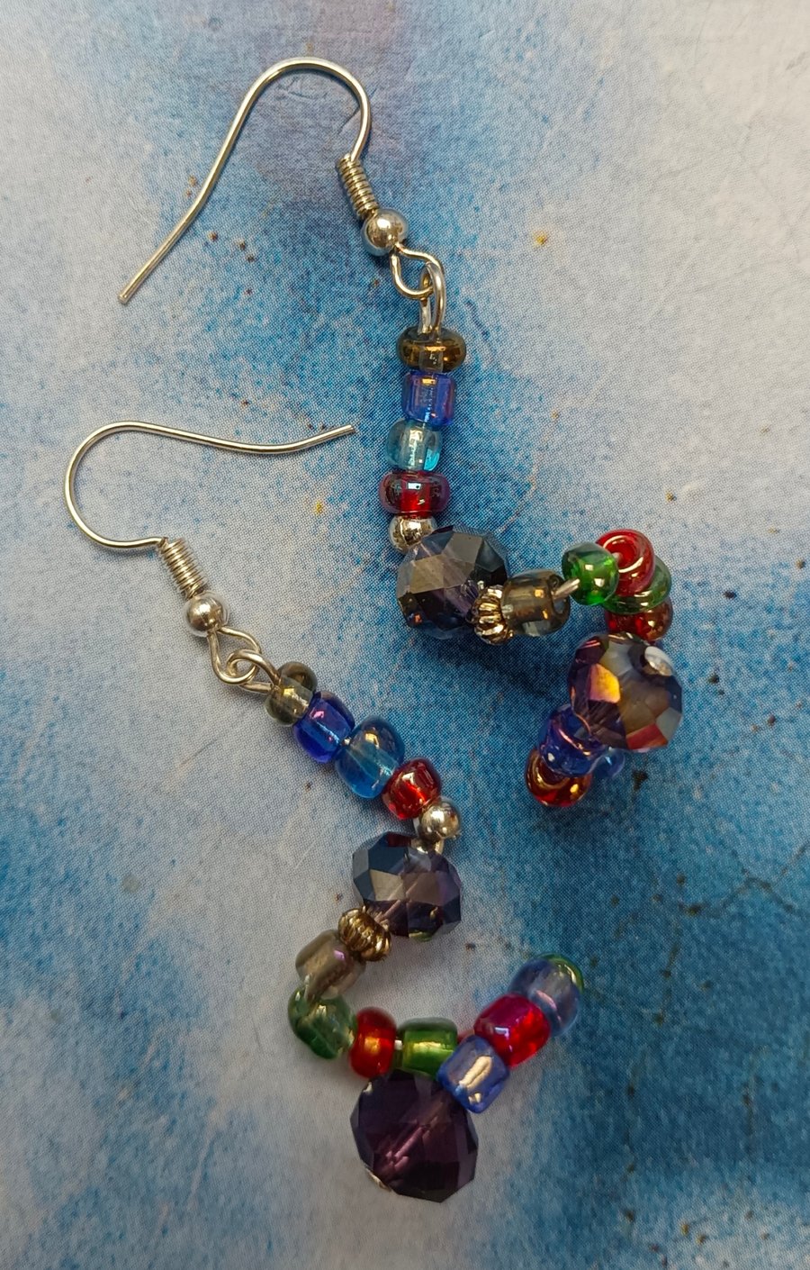 Twisted Beaded Earrings with Glass and Crystal Beads