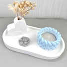 Oval Tray Gift Set with Bud Vase, Flower Diffuser & Blue Tea Light Holder