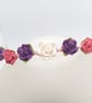 Beaded Head Band with Pink and Purple Pearls & Pink Purple and White Roses - Image 3