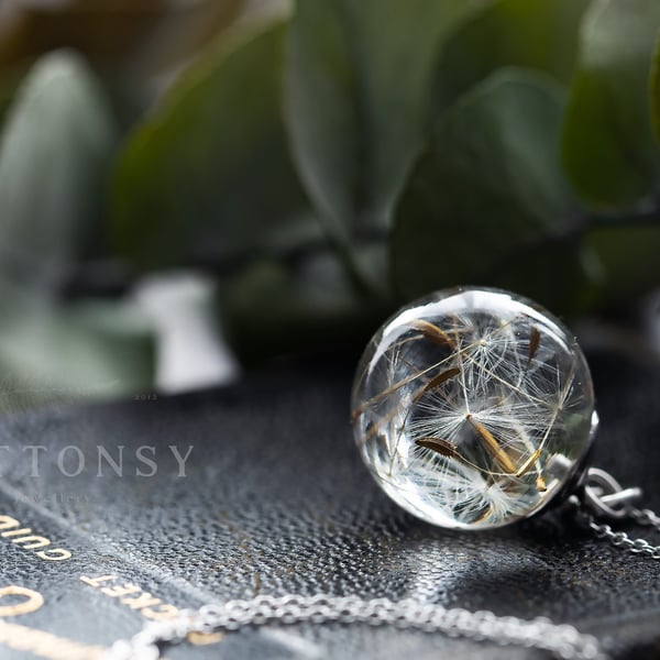 Dandelion Necklace Dandelion Orb Dandelion Seed Necklace Dandelion Necklace Resi