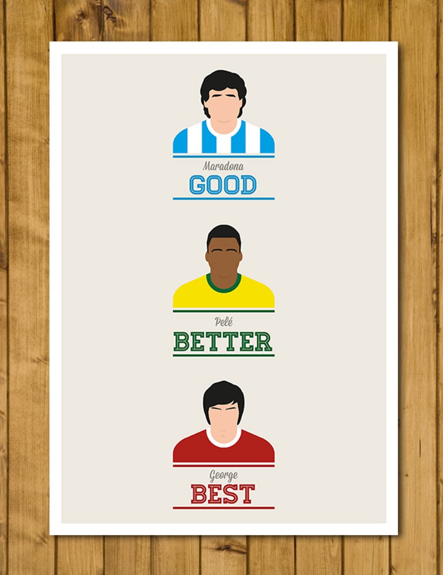 George Best Poster - Manchester United Shirt - Football Art - Various Sizes