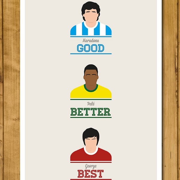 George Best Poster - Manchester United Shirt - Football Art - Various Sizes