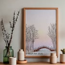 A frozen bridge, Mixed-Media Print, A6 (other size available)