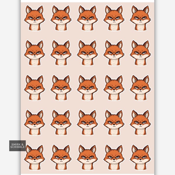 Funny Vinyl Sticker Sheet For Adults - Cute Fox